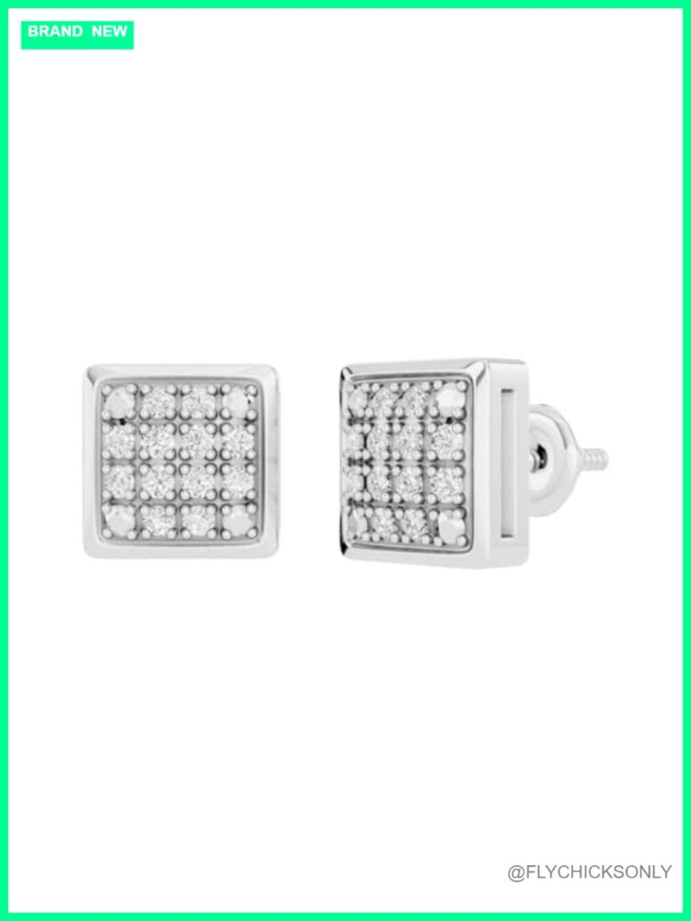 925 Sterling Silver Natural Diamond Stud Earrings 0.20 CTW